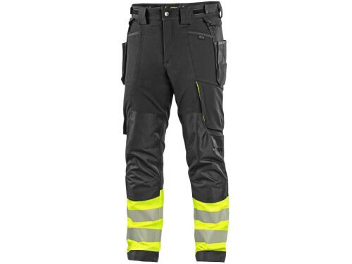 Kalhoty CXS NAOS HV, pánské, černo-žlutá Hi-Vis, reflexní pruhy, vel. 46