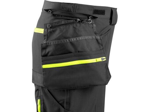 Kalhoty CXS NAOS HV, pánské, černo-žlutá Hi-Vis, reflexní pruhy, vel. 48
