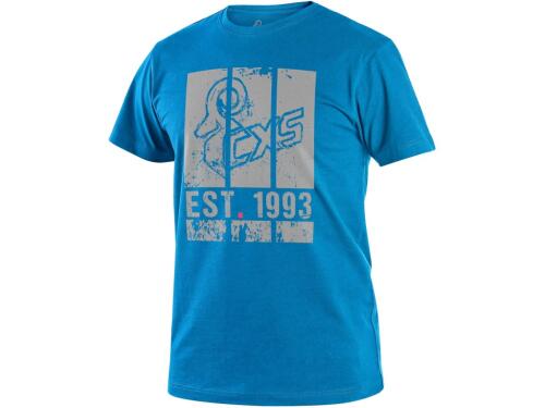 Tričko CXS WILDER, krátký rukáv, potisk CXS logo, azurově modrá, vel. 2XL