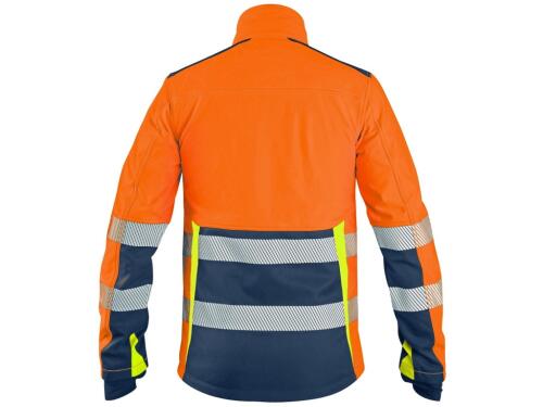 Bunda CXS BENSON, výstražná, softshell, pánská, oranžovo-modrá, vel. 2XL