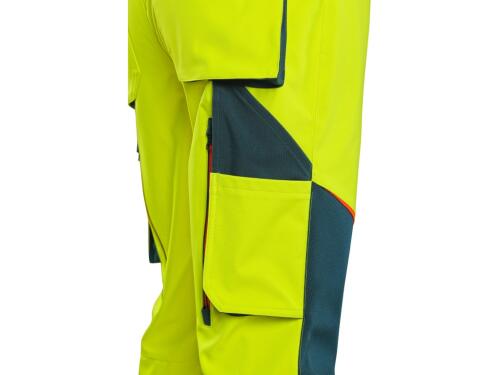 Kalhoty CXS BEDFORD, výstražné, pánské, softshell, žluto-petrolová, vel. 50