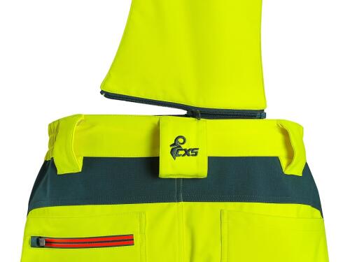 Kalhoty CXS BEDFORD, výstražné, pánské, softshell, žluto-petrolová, vel. 64