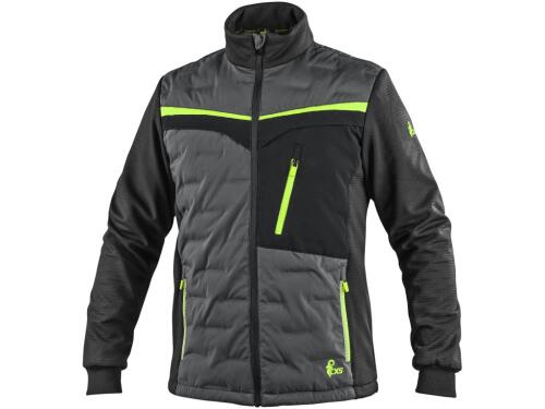 Bunda CXS NAOS, hybrid, pánská, šedo-černá, HV žluté doplňky, vel. 4XL