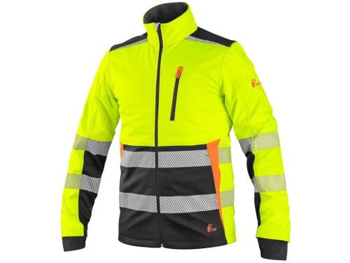 Bunda CXS BENSON, výstražná, softshell, pánská, žluto-černá, vel. 5XL