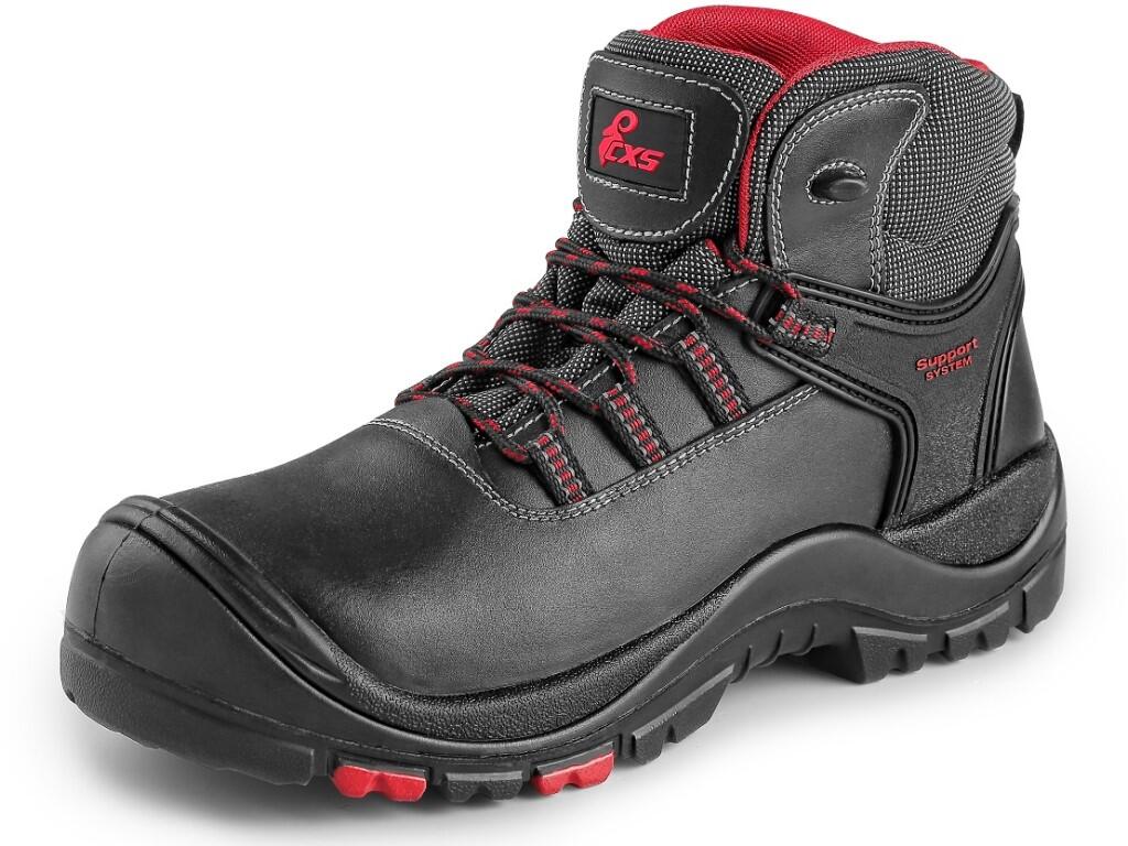 Bocanci de protecție S3 CXS ROCK GRANITE fără metal, din piele neagră cu detalii roșii