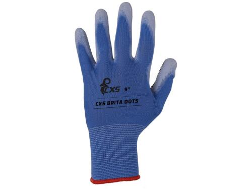 Rukavice CXS BRITA DOTS, máčené v PU a PVC terčíky, vel. 10-11