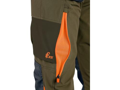 Kalhoty CXS NAOS pánské, khaki-olivová, HV oranžové doplňky, vel. 60
