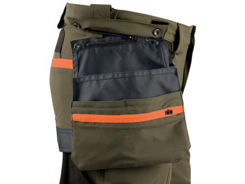 Kalhoty CXS NAOS pánské, khaki-olivová, HV oranžové doplňky, vel. 62