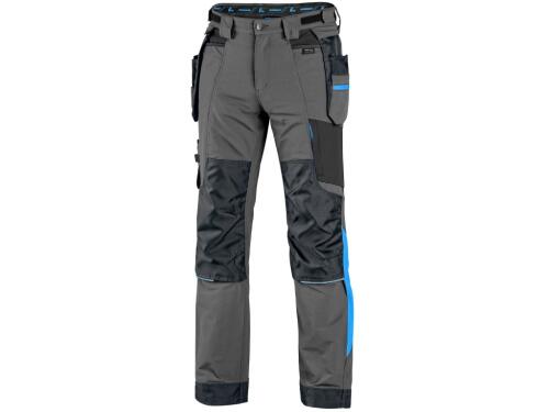 Kalhoty CXS NAOS pánské, šedo-černé, HV modré doplňky, vel. 54