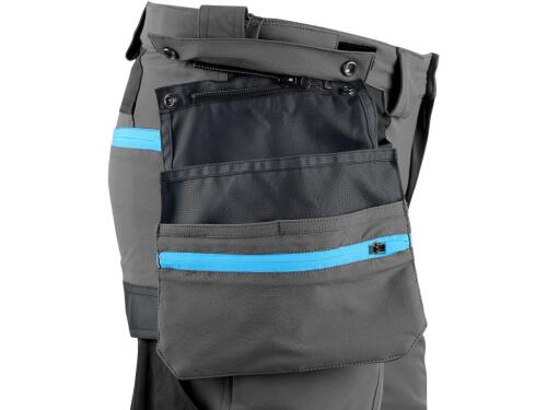 Kalhoty CXS NAOS pánské, šedo-černé, HV modré doplňky, vel. 60