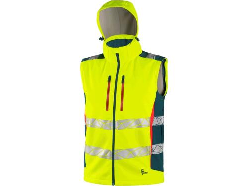 Bunda CXS BEDFORD, výstražná, pánská, softshell, žluto-petrolová, vel. XL